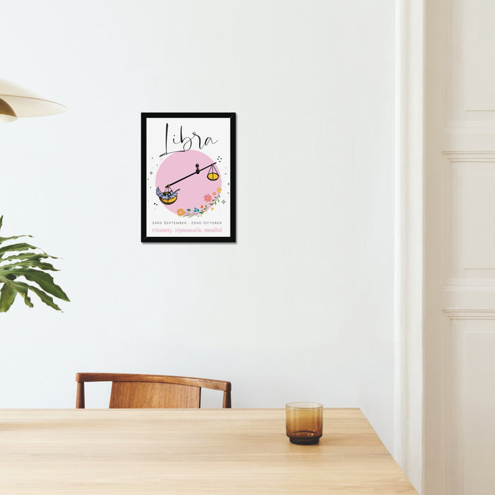 Libra Zodiac Print in A3 or A4, With or Without Black Frame - YouPersonalise