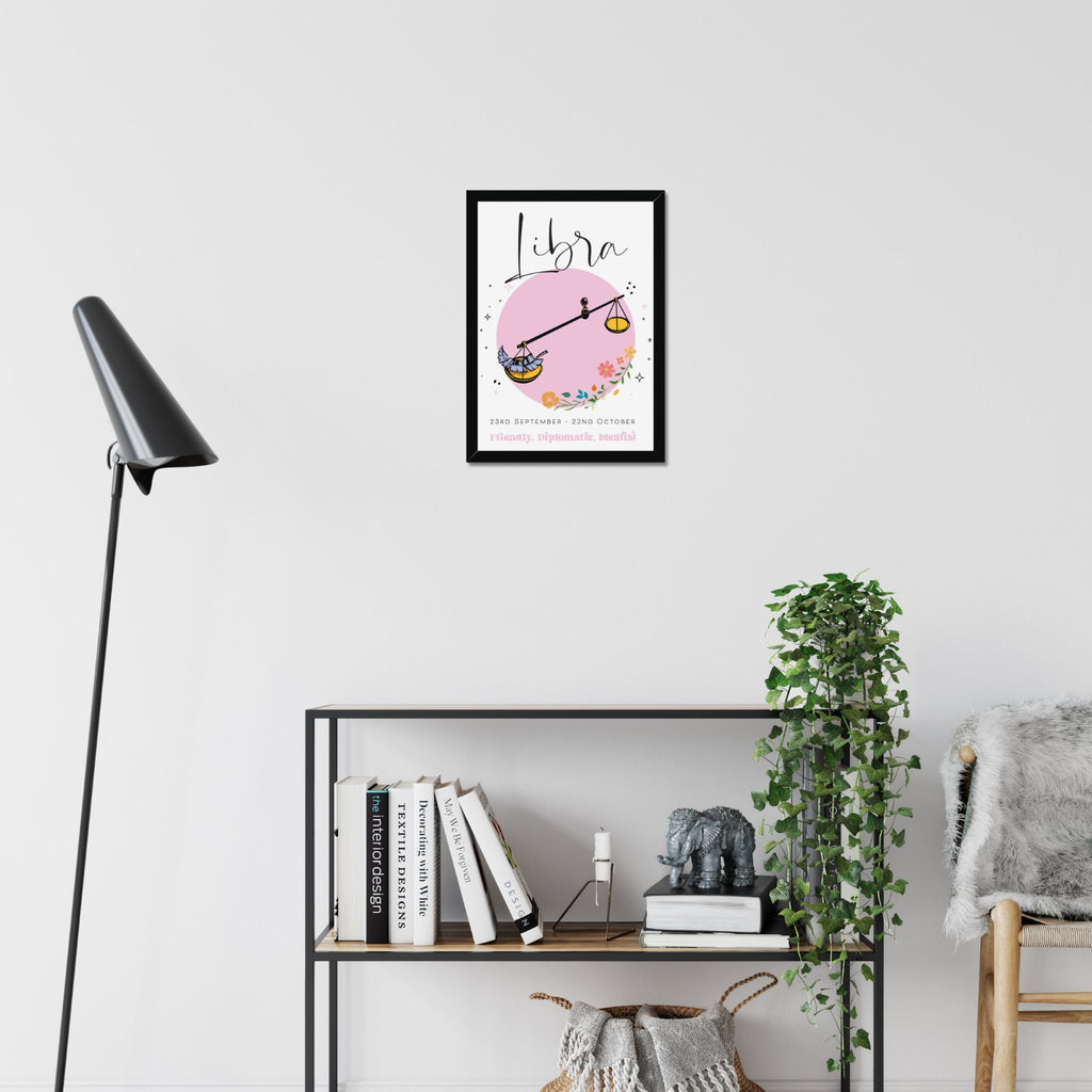 Libra Zodiac Print in A3 or A4, With or Without Black Frame - YouPersonalise