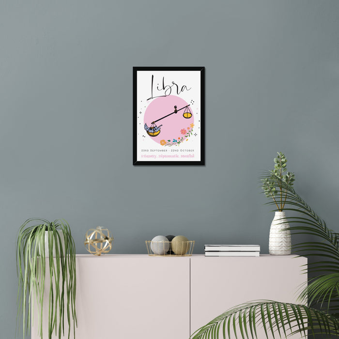 Libra Zodiac Print in A3 or A4, With or Without Black Frame - YouPersonalise