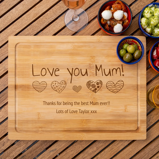 Love Mum Hearts Board Personalised Engraved Chopping Board - YouPersonalise