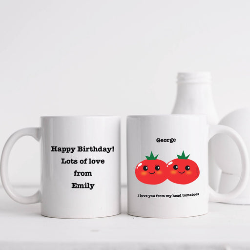 Love You from Head Tomatoes Personalised White Mug with Four Lines of Text - YouPersonalise