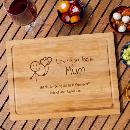 Love You Mum Stickman Design Personalised Engraved Chopping Board - YouPersonalise