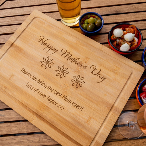 Mothers Day Flower Line Personalised Engraved Chopping Board - YouPersonalise