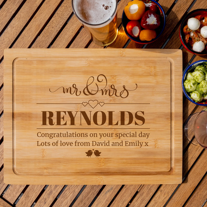 Mr & Mrs Celebration Personalised Engraved Chopping Board - YouPersonalise
