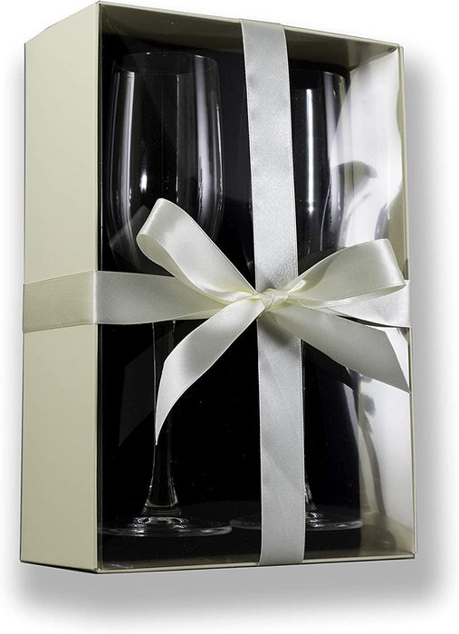 Mr & Mrs Modern Design Personalised Couples Pair of Champagne Flutes in Gift Box - YouPersonalise