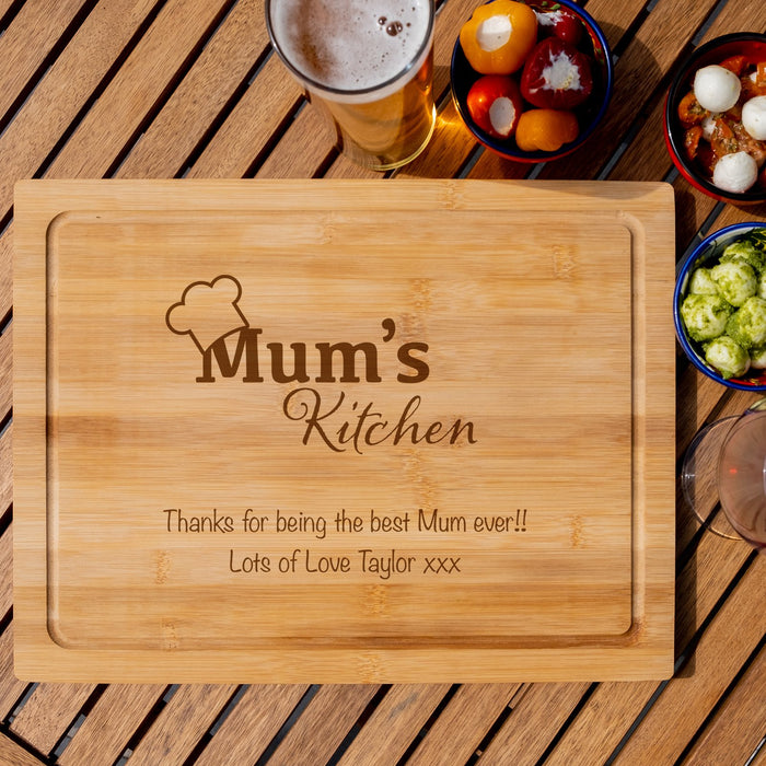 Mum's Kitchen Chef Hat Personalised Engraved Chopping Board - YouPersonalise