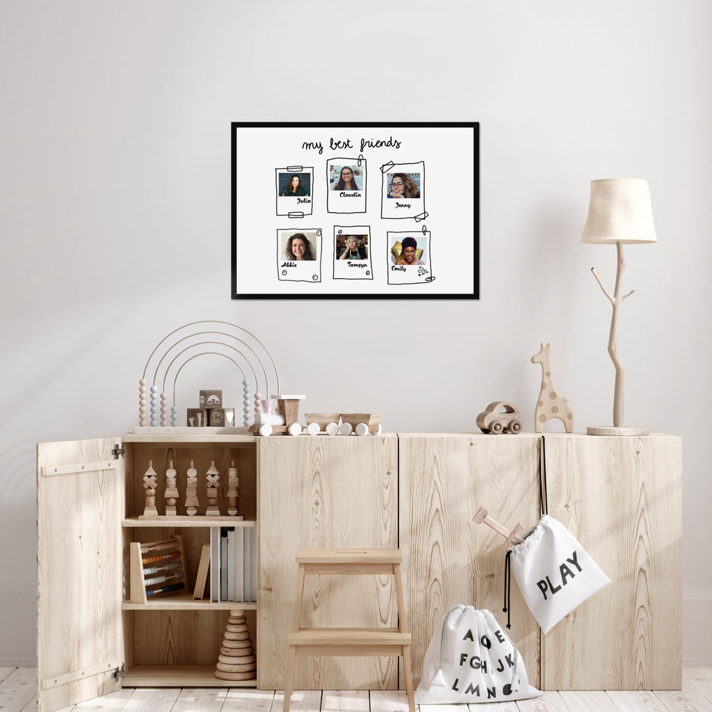 Personalised BEST FRIENDS Photo Upload Framed Print in A3 Size - White or Black - YouPersonalise