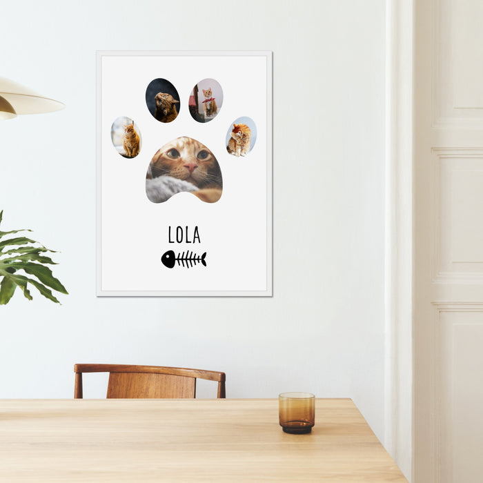 Personalised Cat Paw Print Photo Upload Framed Print in A3 Size - White or Black - YouPersonalise