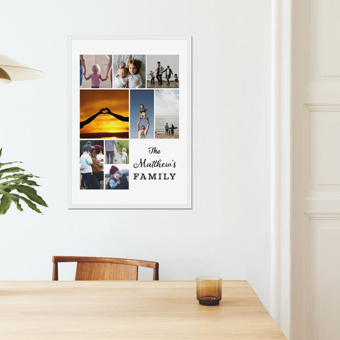 Personalised Family Collage Photo Upload Framed Print in A3 Size - White or Black - YouPersonalise
