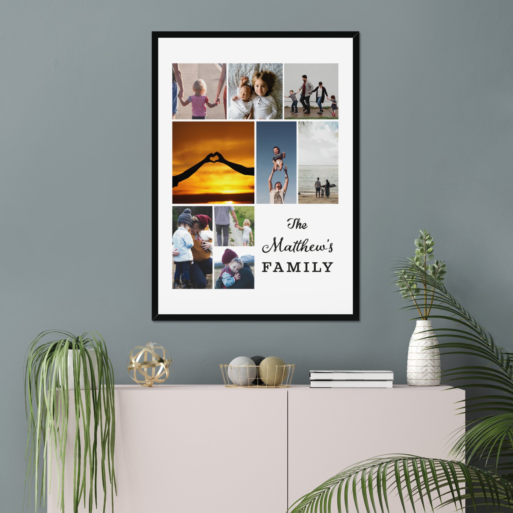 Personalised Family Collage Photo Upload Framed Print A3 White or