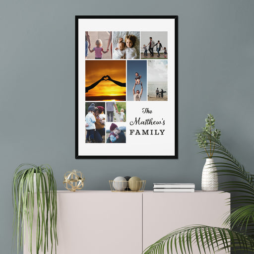 Personalised Family Collage Photo Upload Framed Print in A3 Size - White or Black - YouPersonalise