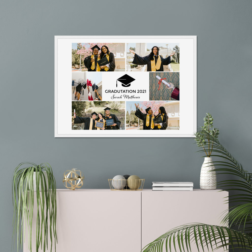 Personalised GRADUATION Photo Upload Framed Print in A3 Size - White or Black - YouPersonalise