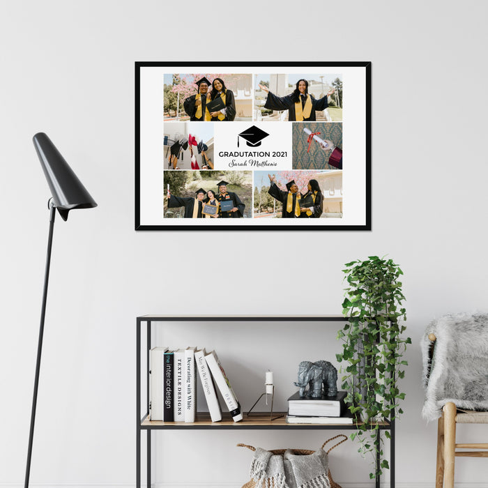 Personalised GRADUATION Photo Upload Framed Print in A3 Size - White or Black - YouPersonalise