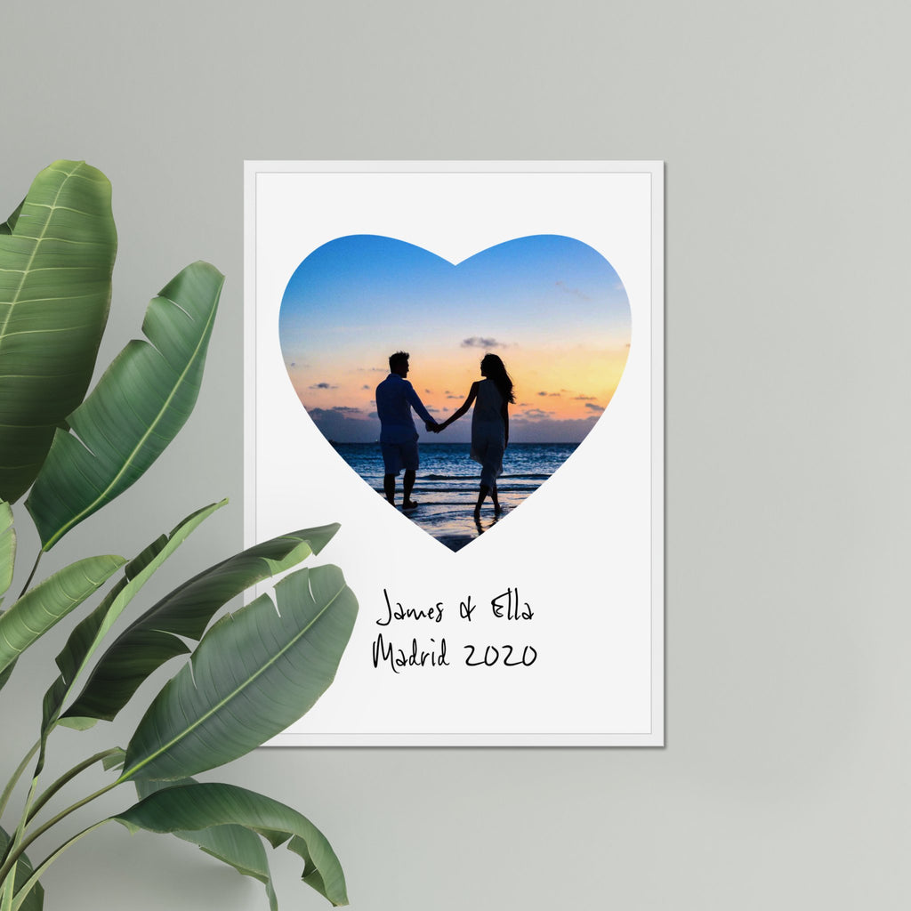 Personalised Heart Photo Upload Framed Print in A3 Size - White or Black - YouPersonalise