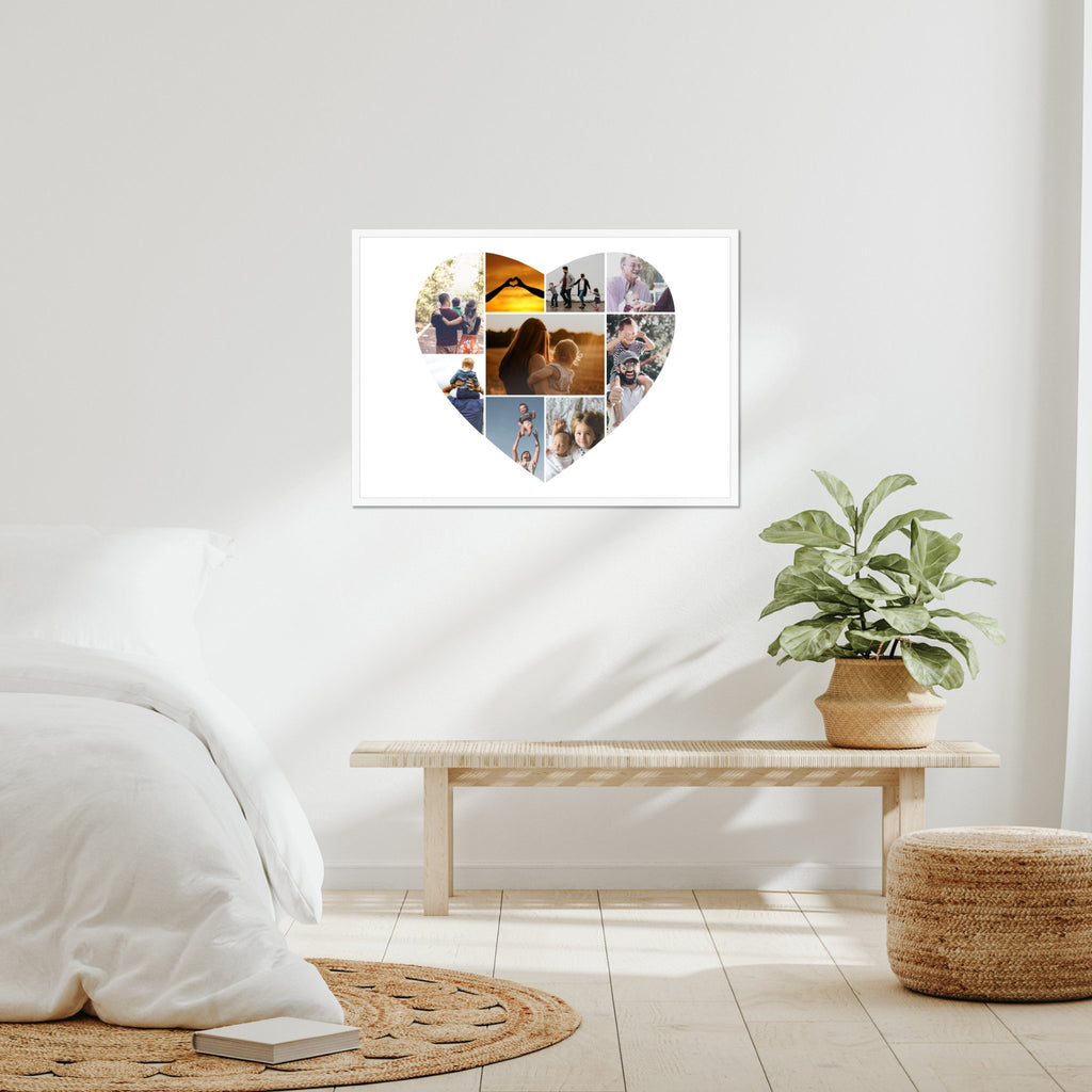 Personalised Love Heart Collage Photo Upload Framed Print in A3 Size - White or Black - YouPersonalise