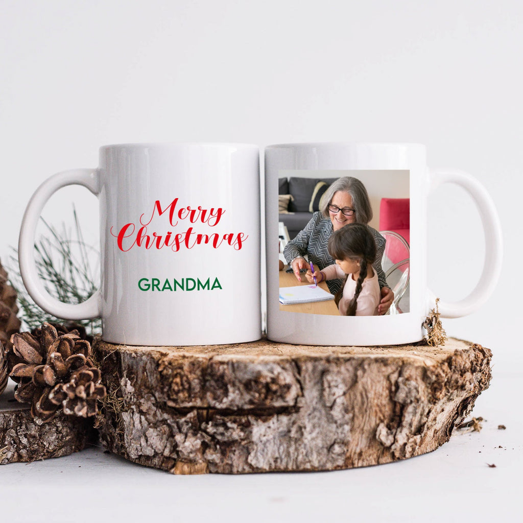 Personalised Merry Christmas Mug with 1 Photo and Name (11oz) Upload Your Own Photograph with A Name for a Loved One - YouPersonalise