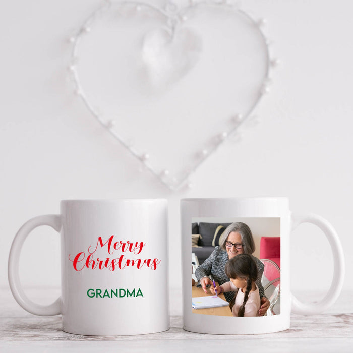 Personalised Merry Christmas Mug with 1 Photo and Name (11oz) Upload Your Own Photograph with A Name for a Loved One - YouPersonalise