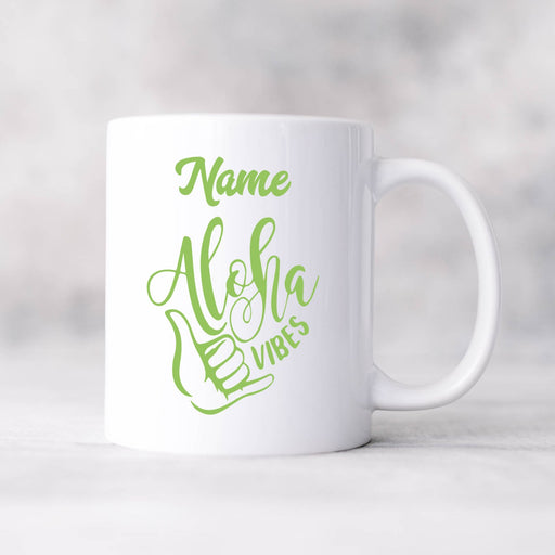 Personalised Mug Aloha Vibes - Add Your Special One's Name (11oz) - Custom Gift for Birthdays, Christmas, Special Occasions - YouPersonalise