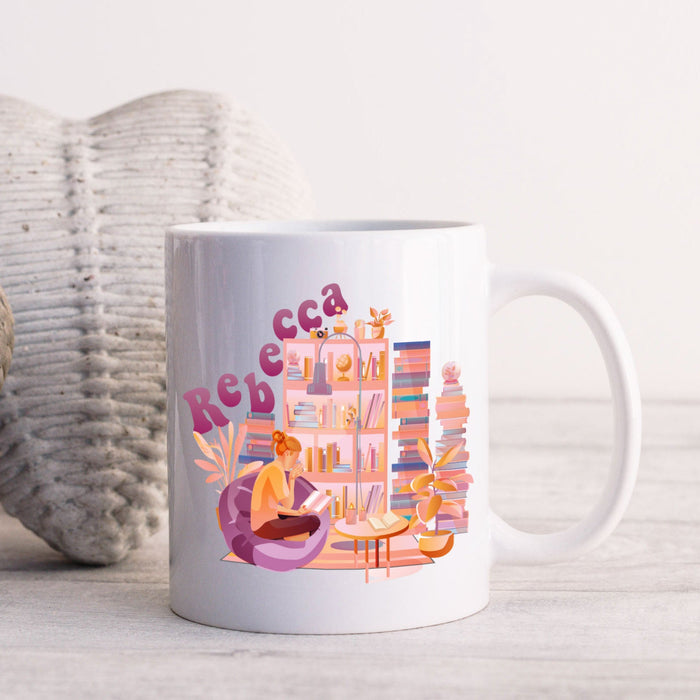 Personalised Mug Design Surrounded By Plants and Books - YouPersonalise