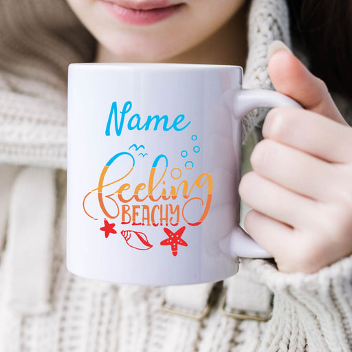 Personalised Mug Feeling Beachy - Add Your Special One's Name (11oz) - Custom Gift for Birthdays, Christmas, Special Occasions - YouPersonalise