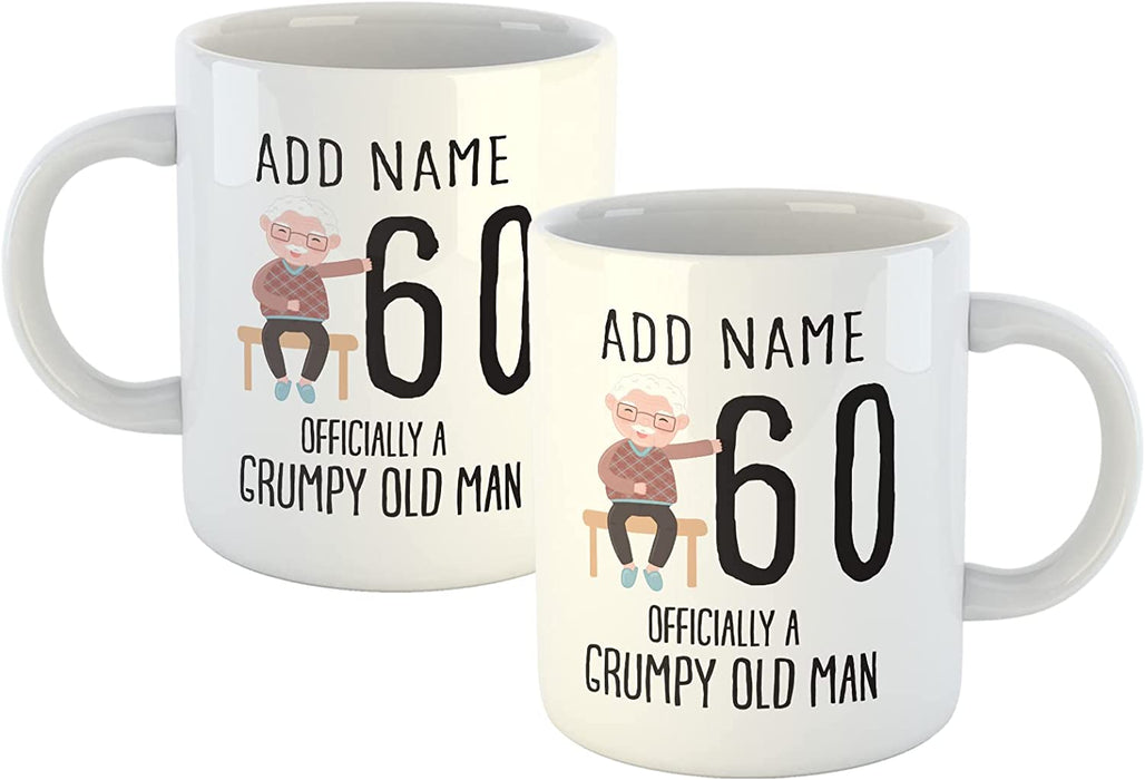 Personalised Mug Officially A Grumpy Old Man - Add Your Special One's Name and Age (11oz) - Custom Gift for Birthdays, Christmas, Special Occasions, Secret Santa - YouPersonalise