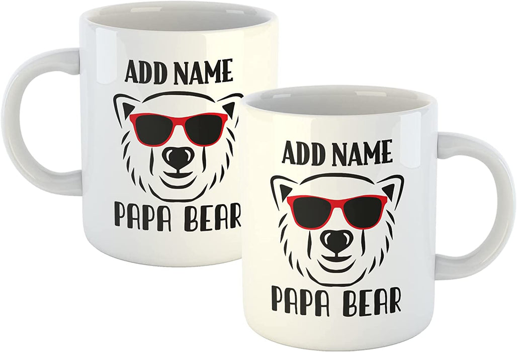 Personalised Mug Papa Bear - Add Your Special One's Name (11oz) - Custom Gift for Birthdays, Christmas, Special Occasions - YouPersonalise