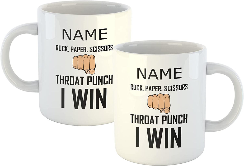 Personalised Mug Rock, Paper, Scissors, Punch! - Add Your Special One's Name (11oz) - Custom Gift for Birthdays, Christmas, Special Occasions - YouPersonalise