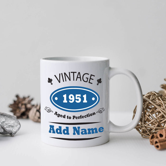 Personalised Mug Vintage - Aged to Perfection - Add Your Special One's Name and Birth Year (11oz) - Custom Gift for Birthdays, Christmas, Special Occasions, Secret Santa - YouPersonalise