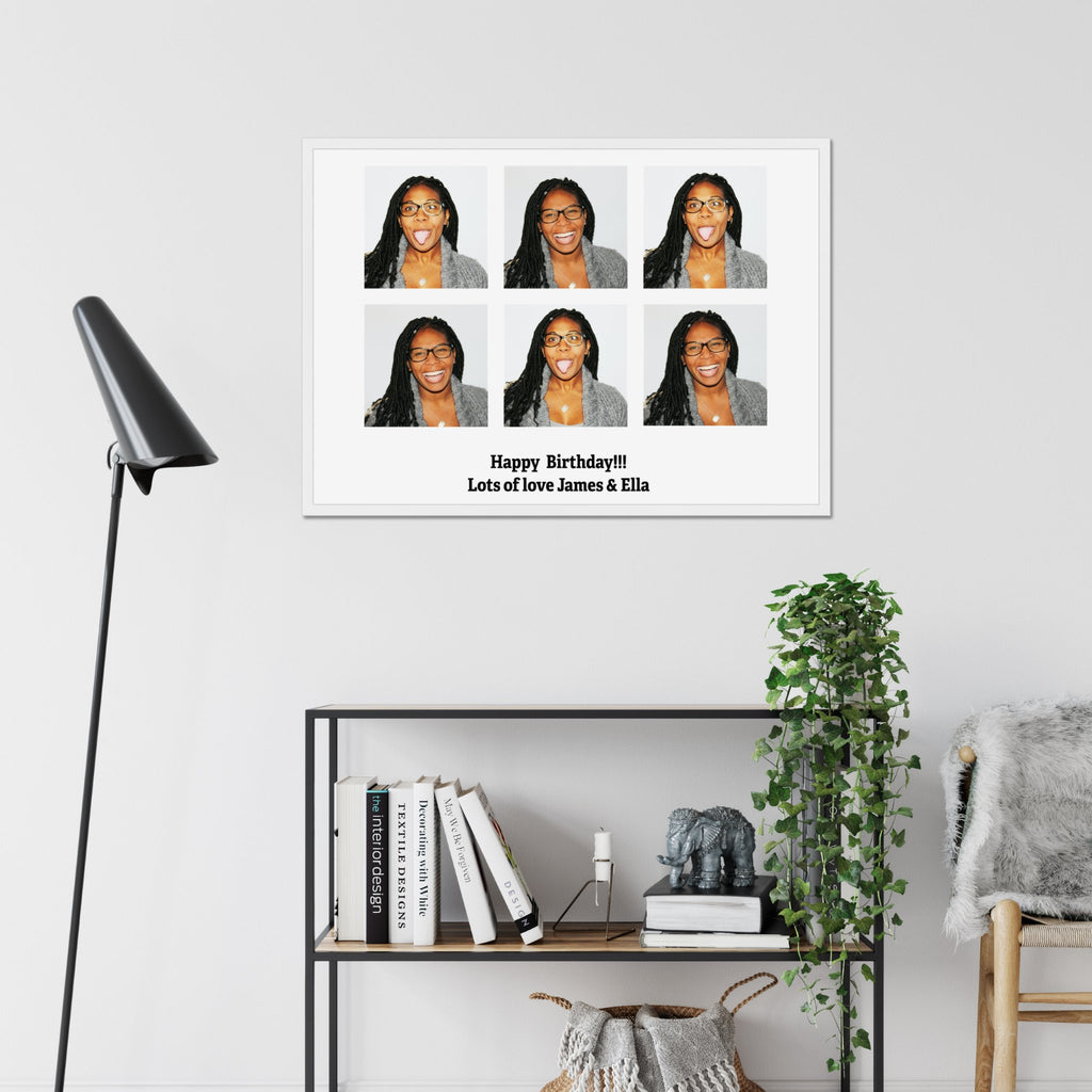 Personalised Multi 6 Photo and Message Upload Framed Print in A3 Size - White or Black - YouPersonalise