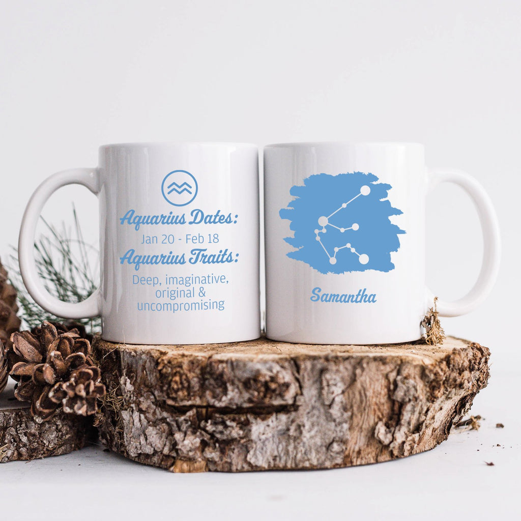 Personalised Name Zodiac Star Sign Mug - Aquarius - YouPersonalise