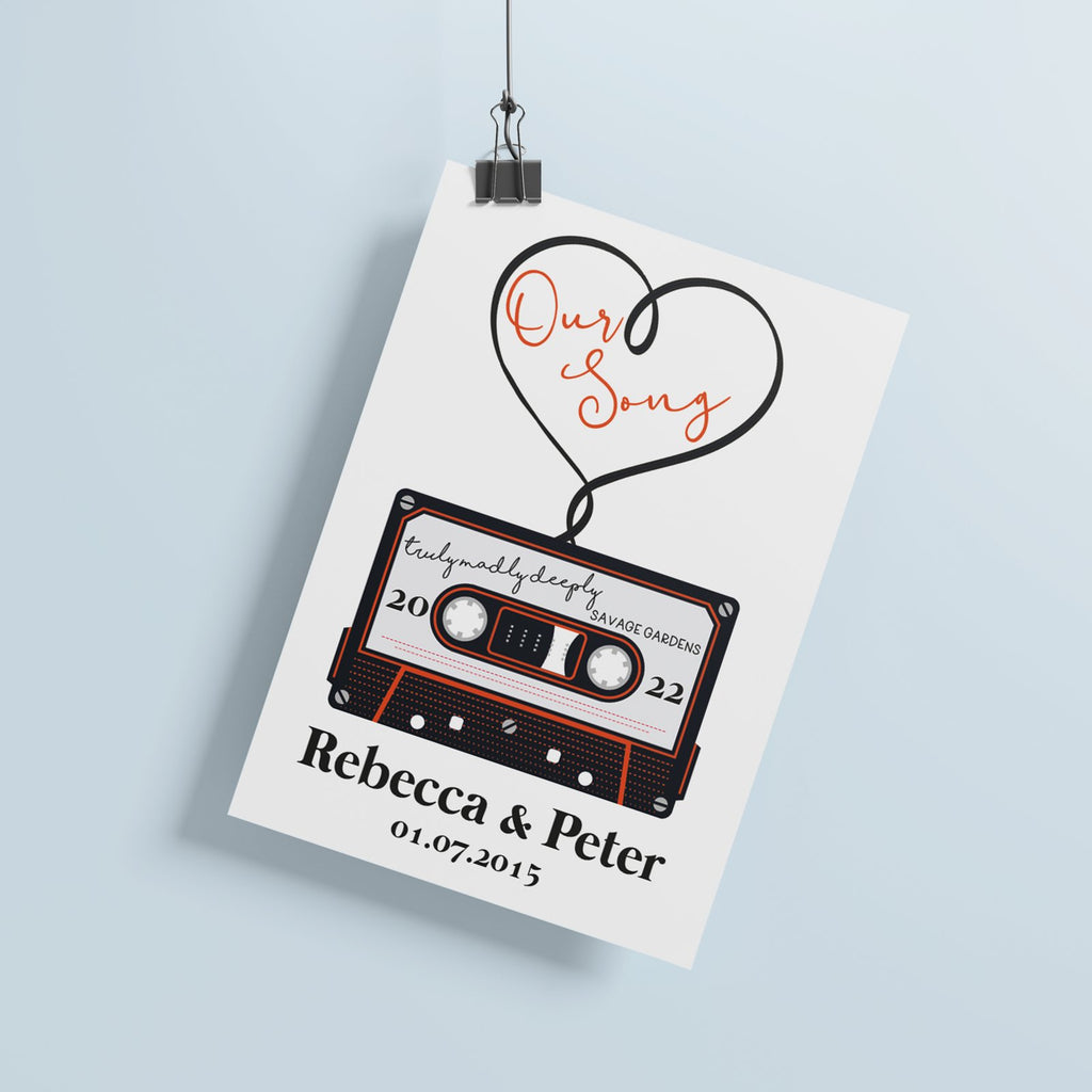 Personalised Our Song Print, A3 or A4, with or without frame - YouPersonalise