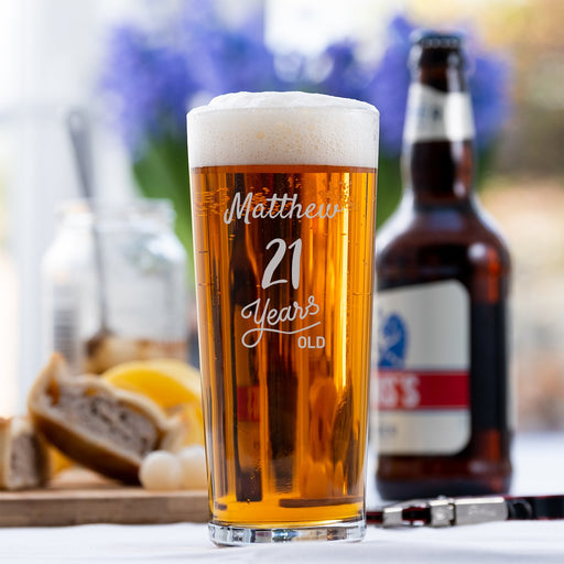 Personalised Pint Glass - 21 Years Old - YouPersonalise