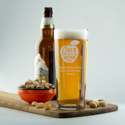 Personalised Pint Glass - One Cider A Day - YouPersonalise