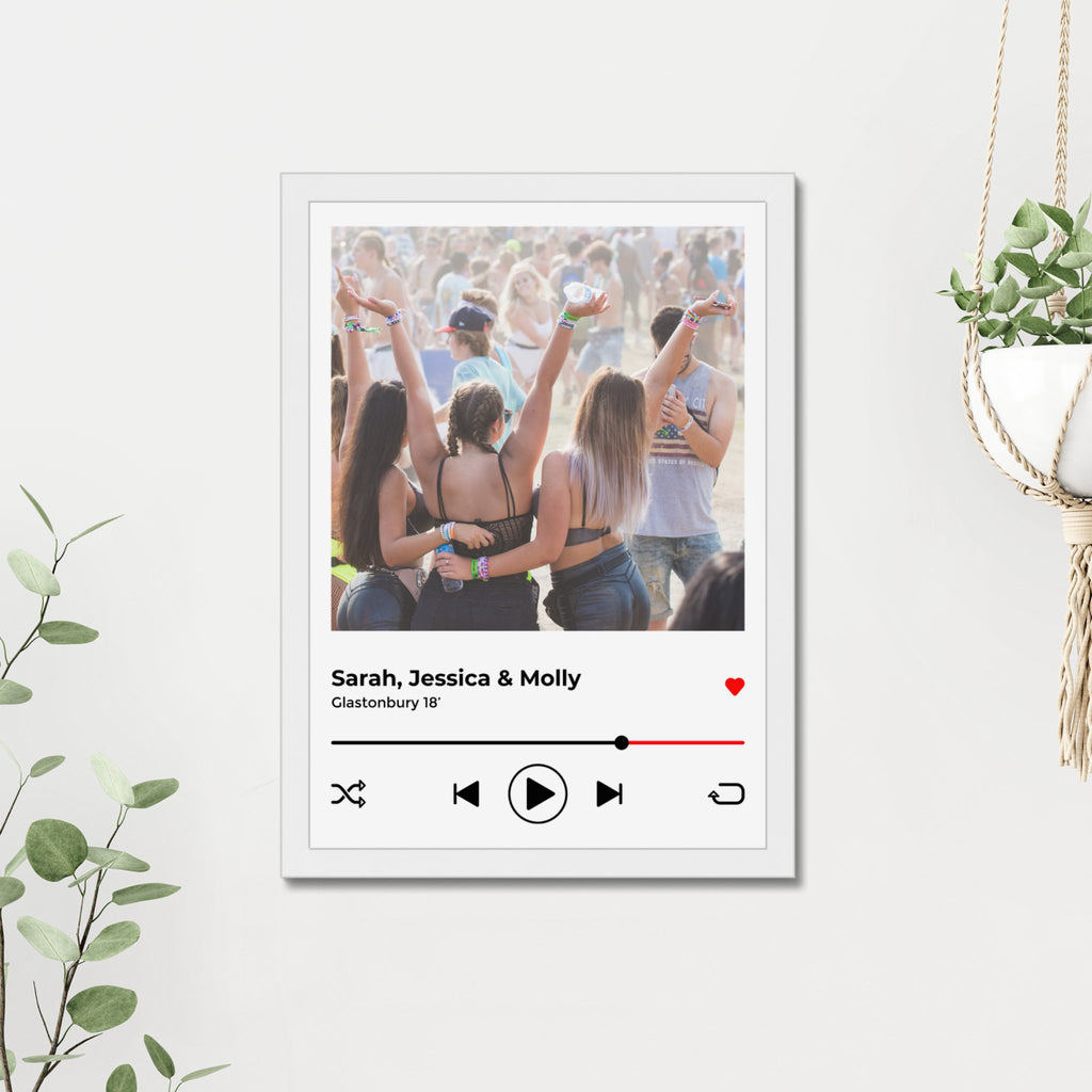 Personalised SPOTIFY INSPIRED THEME Photo Framed Print in A3 Size - White or Black - YouPersonalise