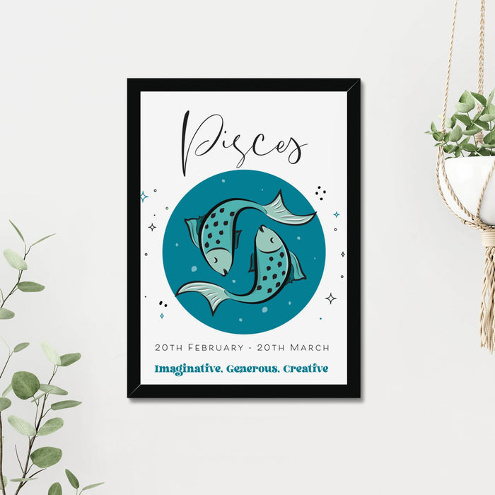 Pisces Zodiac Print in A3 or A4, With or Without Black Frame - YouPersonalise