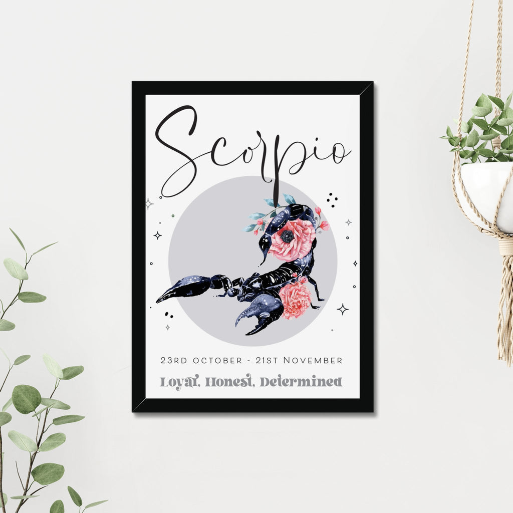 Scorpio Zodiac Print in A3 or A4, With or Without Black Frame - YouPersonalise