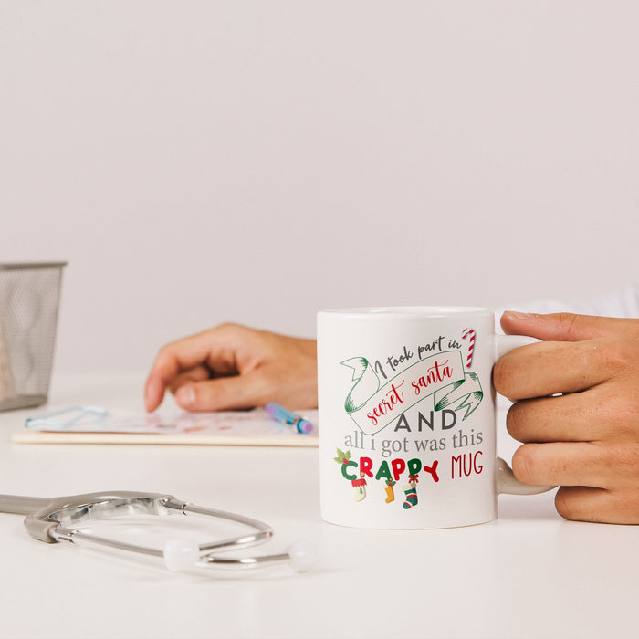Secret Santa Mug 11oz Ceramic White Christmas Gift Mug Comedy Coffee Cup Mug for Colleague or Friend - YouPersonalise