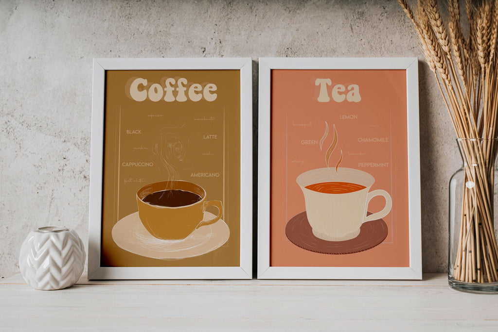 Tea and Coffee Print A3 or A4 with Frame - YouPersonalise