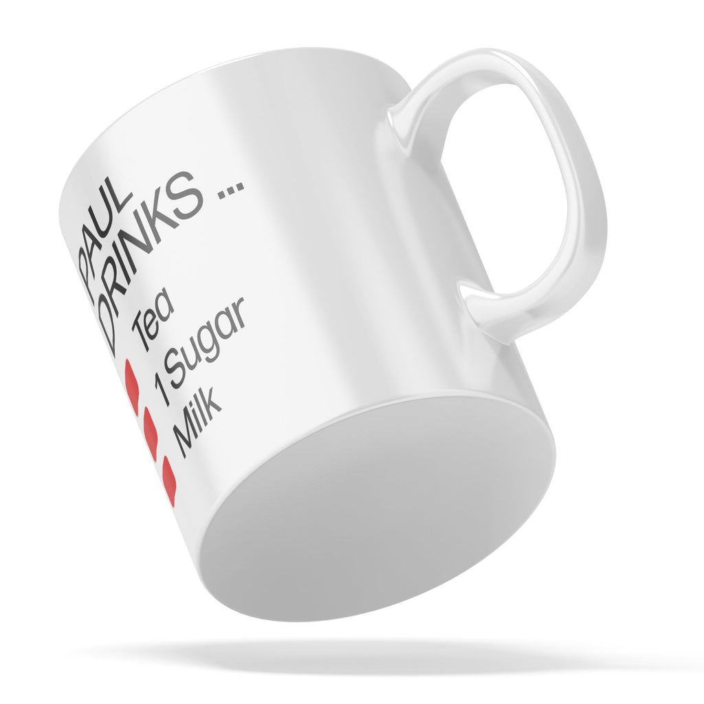 Tea or Coffee Order Notes Personalised White Coffee Mug - YouPersonalise