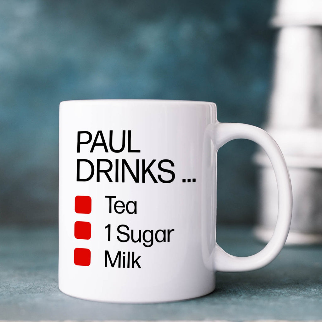 Tea or Coffee Order Notes Personalised White Coffee Mug - YouPersonalise