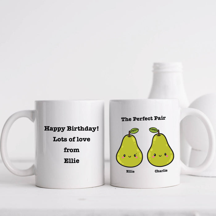 The Perfect Pair Pear White Personalised Mug with Four Lines of Text - YouPersonalise