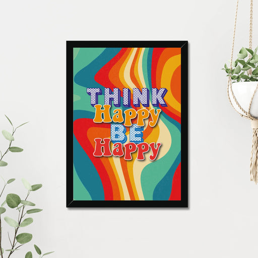 Think Happy Be Happy Quote A4 or A3 Print with Frame - YouPersonalise