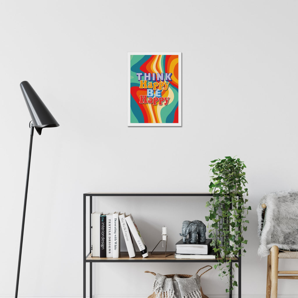 Think Happy Be Happy Quote A4 or A3 Print with Frame - YouPersonalise