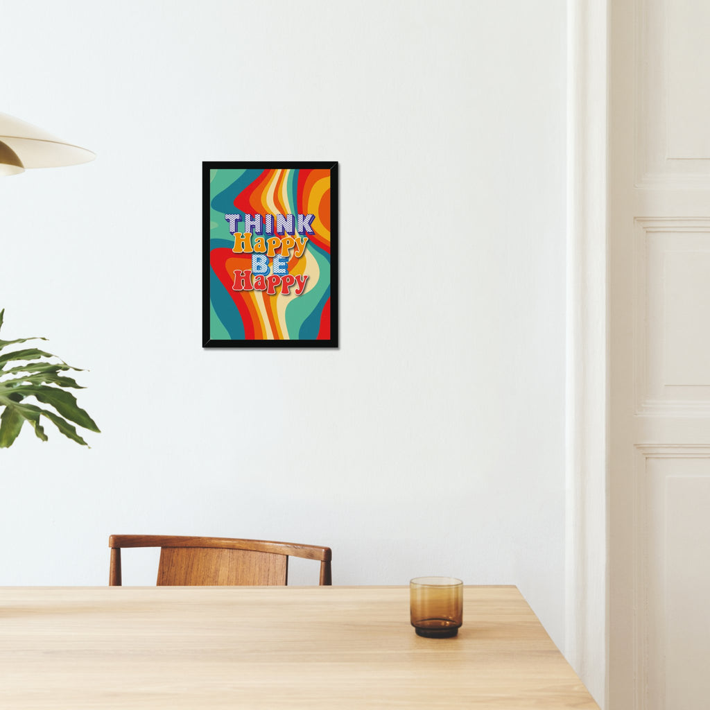 Think Happy Be Happy Quote A4 or A3 Print with Frame - YouPersonalise