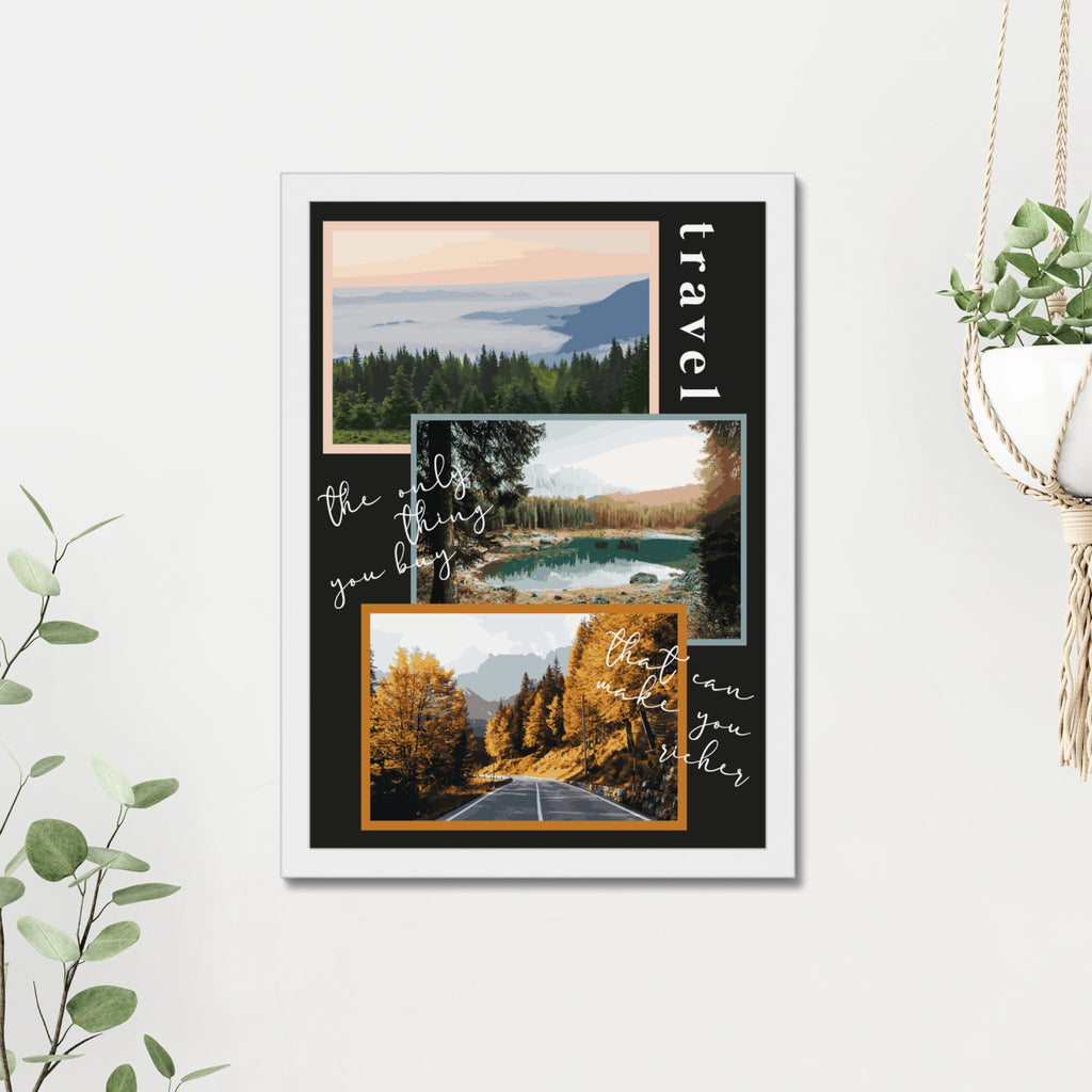 Travel Quote Print in A4 or A3 with Frame, Wall Art Print, Travel Illustration, Wall Decor - YouPersonalise