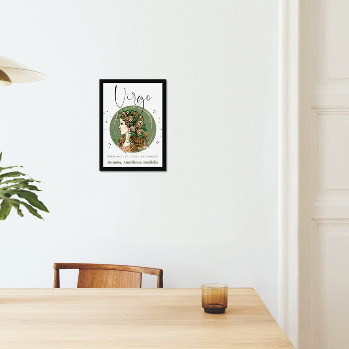 Virgo Zodiac Print in A3 or A4, With or Without Black Frame - YouPersonalise